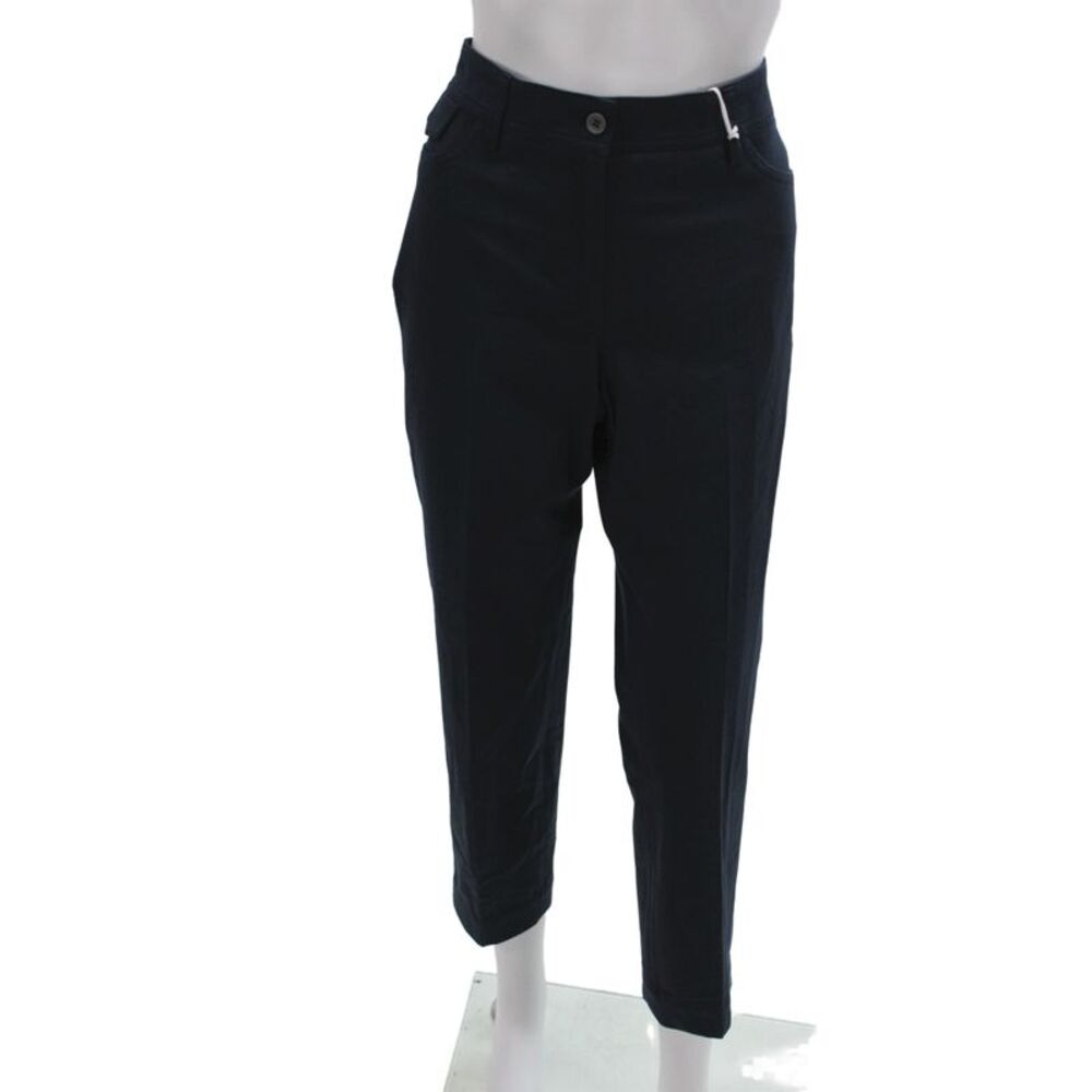 Gunex Womens Ankle Black Pants Button 95% Cotton Solid Classic Size 8